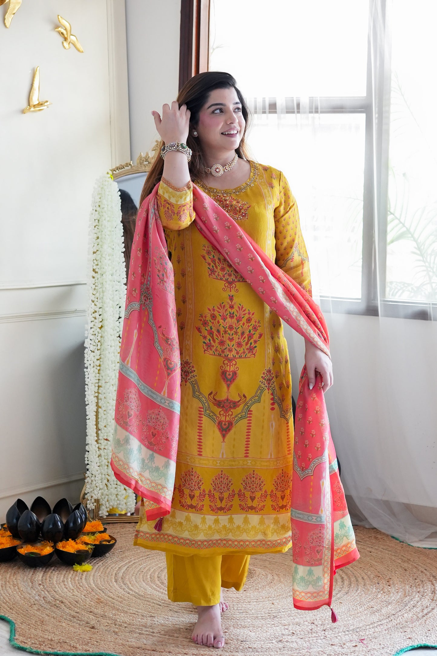 Meegha Yellow Digital Print Suit