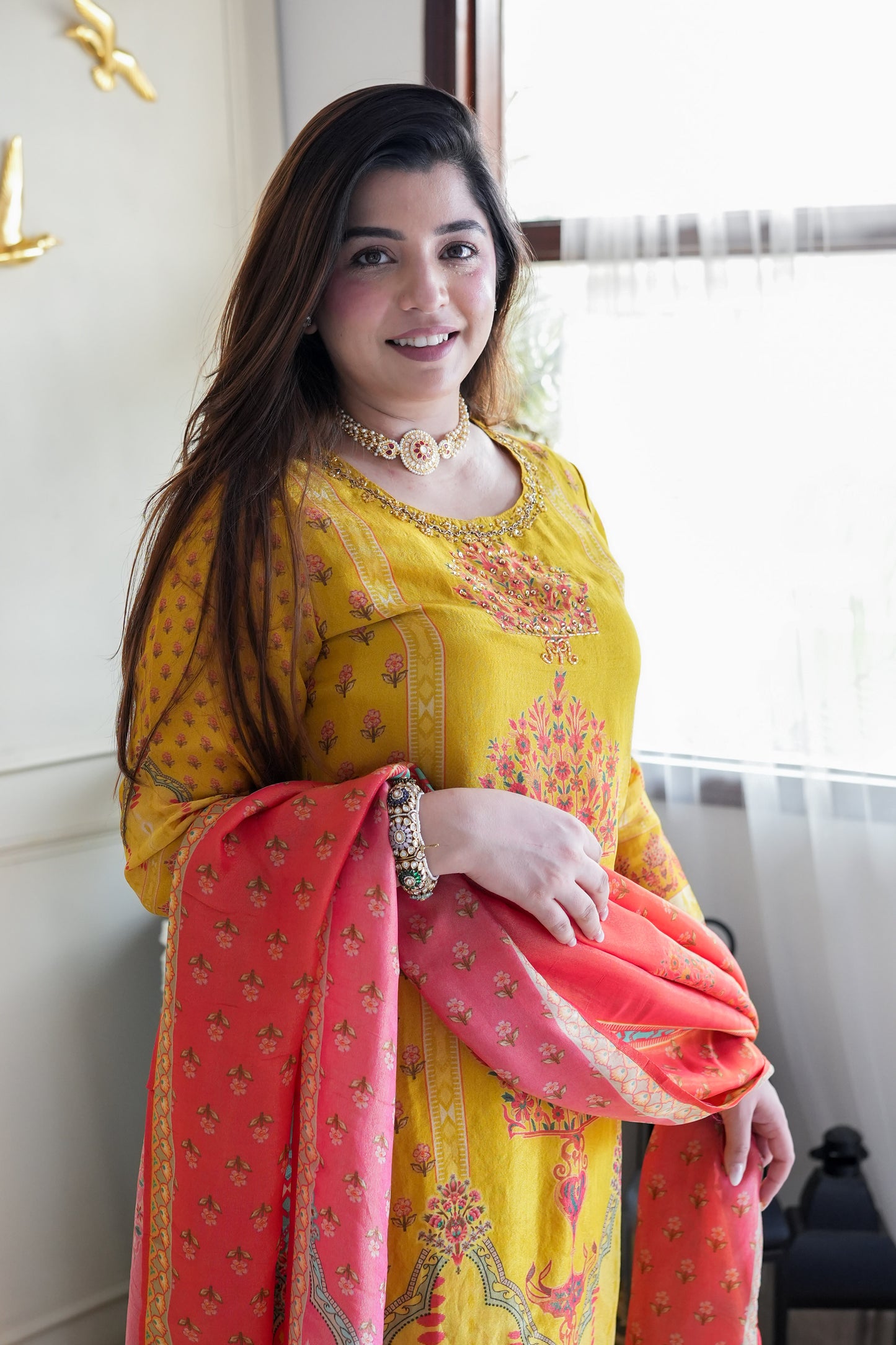 Meegha Yellow Digital Print Suit