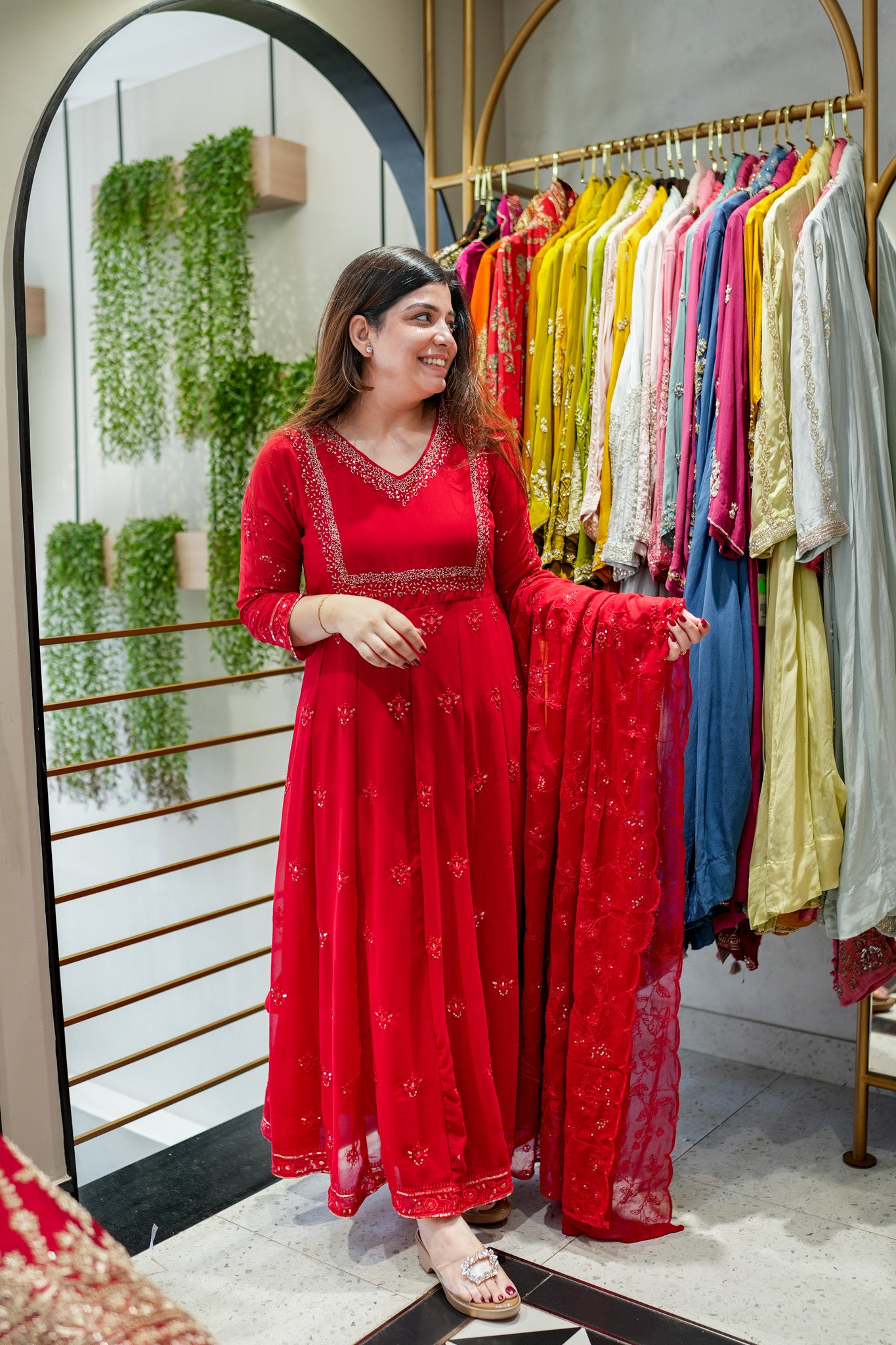 Saanviya Embroidered Anarkali Suit Set