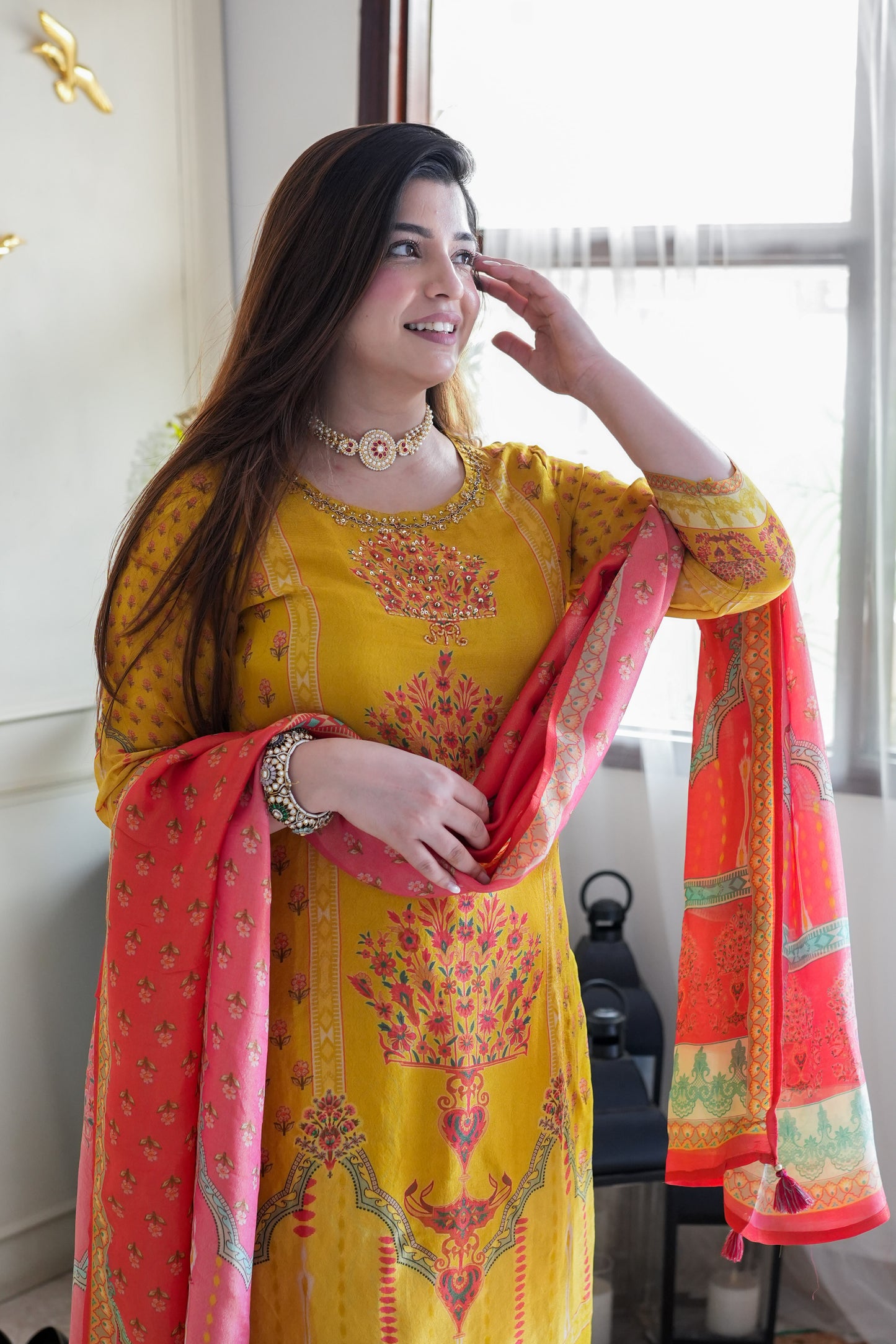 Meegha Yellow Digital Print Suit