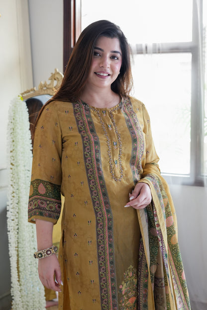 Preena Yellow Digital Print Suit Set