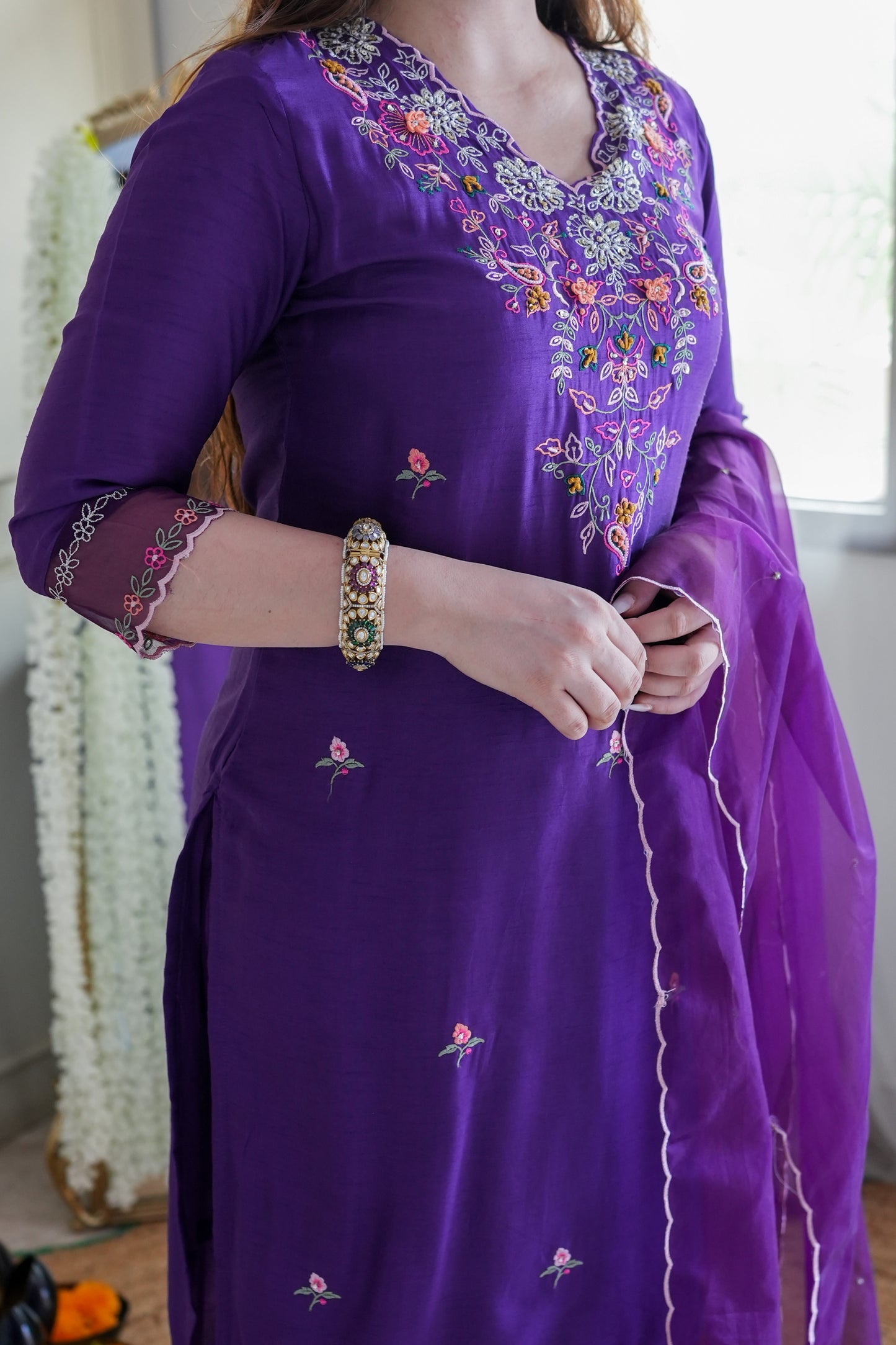 Reeth Purple Embroidered Suit Set