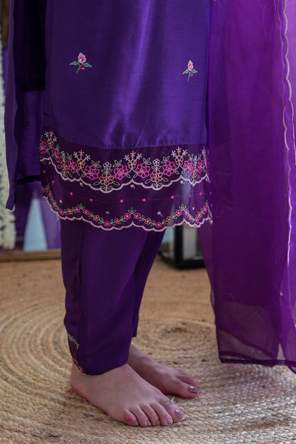 Reeth Purple Embroidered Suit Set