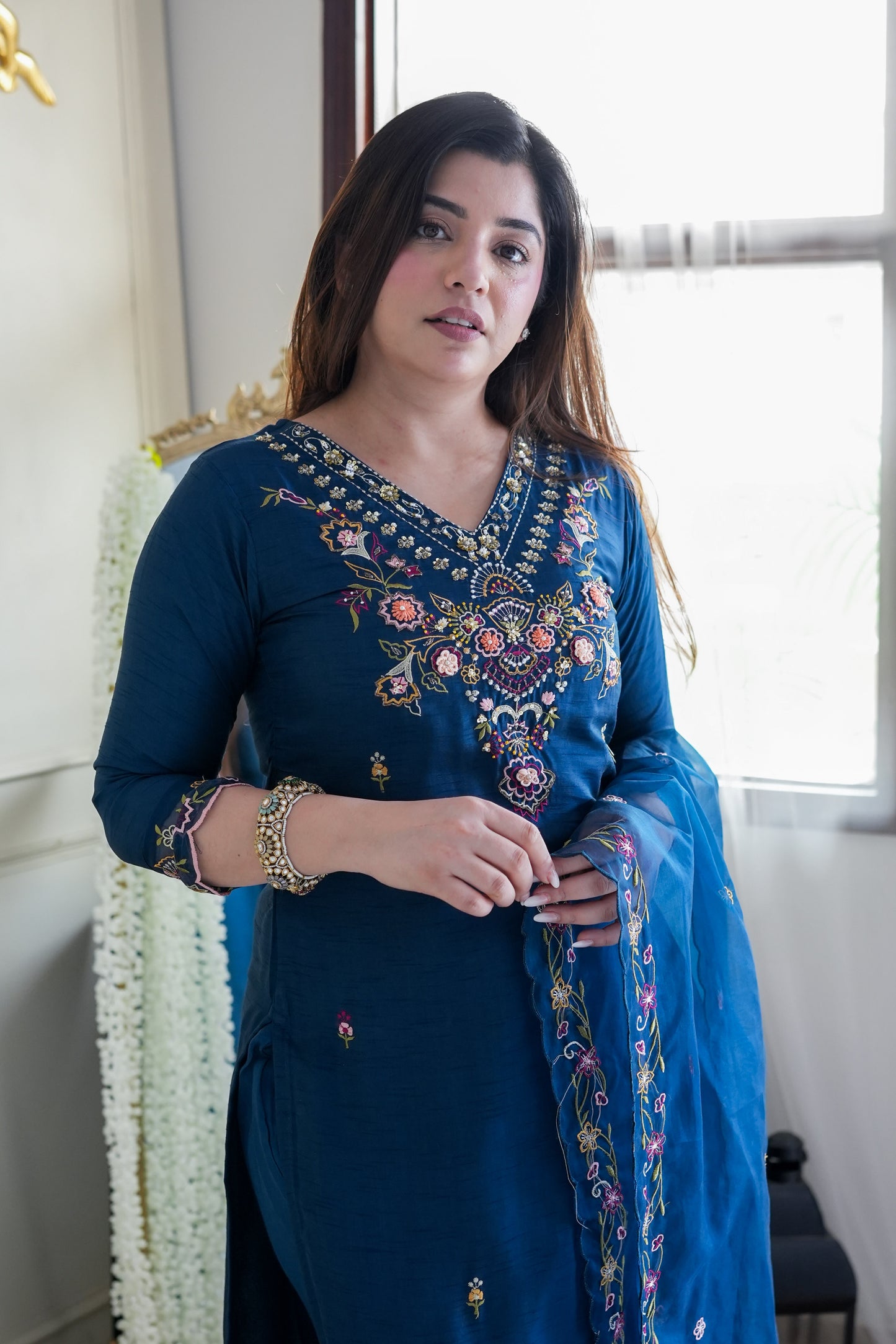 Reeth Blue Embroidred Suit Set