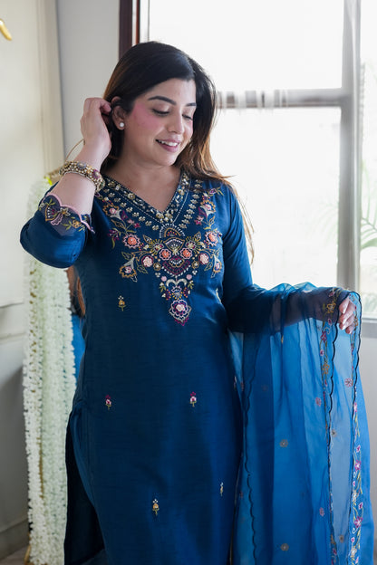 Reeth Blue Embroidred Suit Set