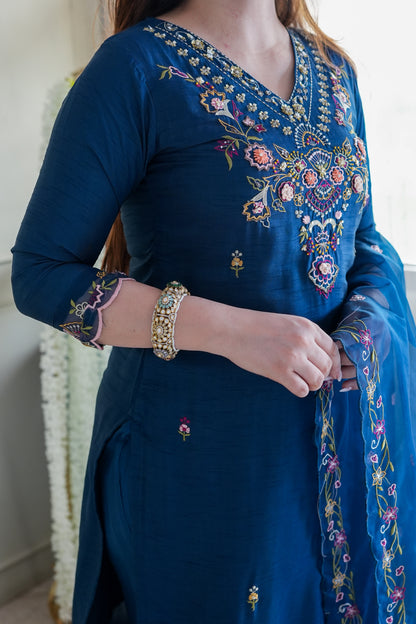 Reeth Blue Embroidred Suit Set