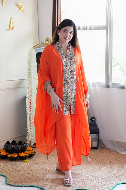 Tira Orange Chogha Cord Set