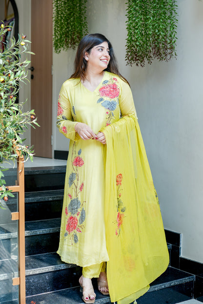 Veha Hand Painted Anarkali Suit Set
