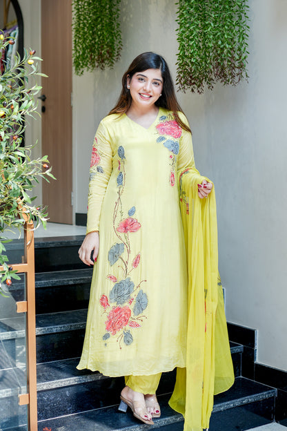Veha Hand Painted Anarkali Suit Set