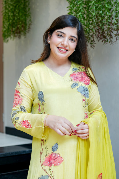 Veha Hand Painted Anarkali Suit Set
