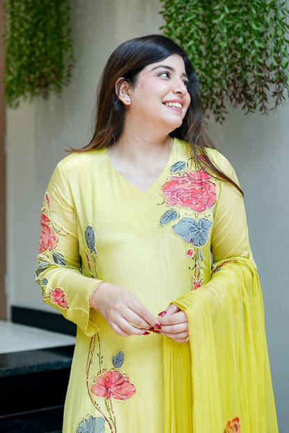 Veha Hand Painted Anarkali Suit Set
