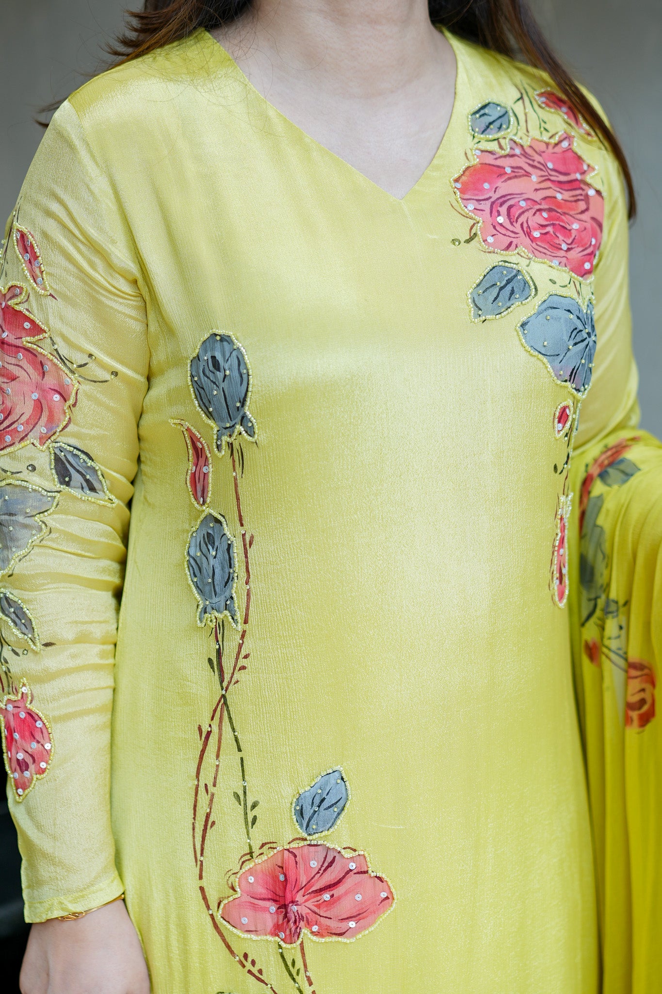 Veha Hand Painted Anarkali Suit Set
