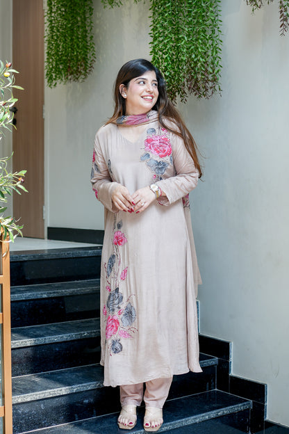 Veha Hand Painted Anarkali Suit Set