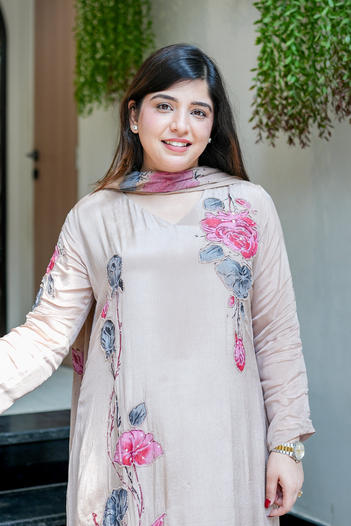 Veha Hand Painted Anarkali Suit Set