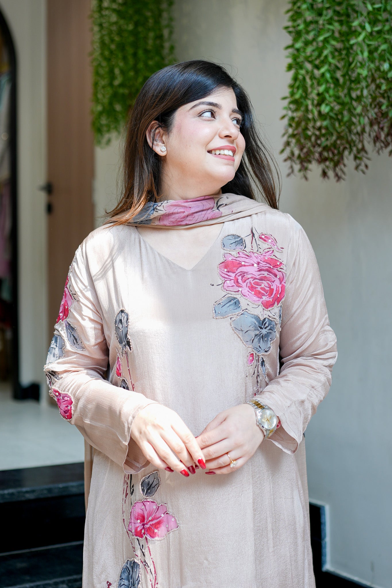 Veha Hand Painted Anarkali Suit Set