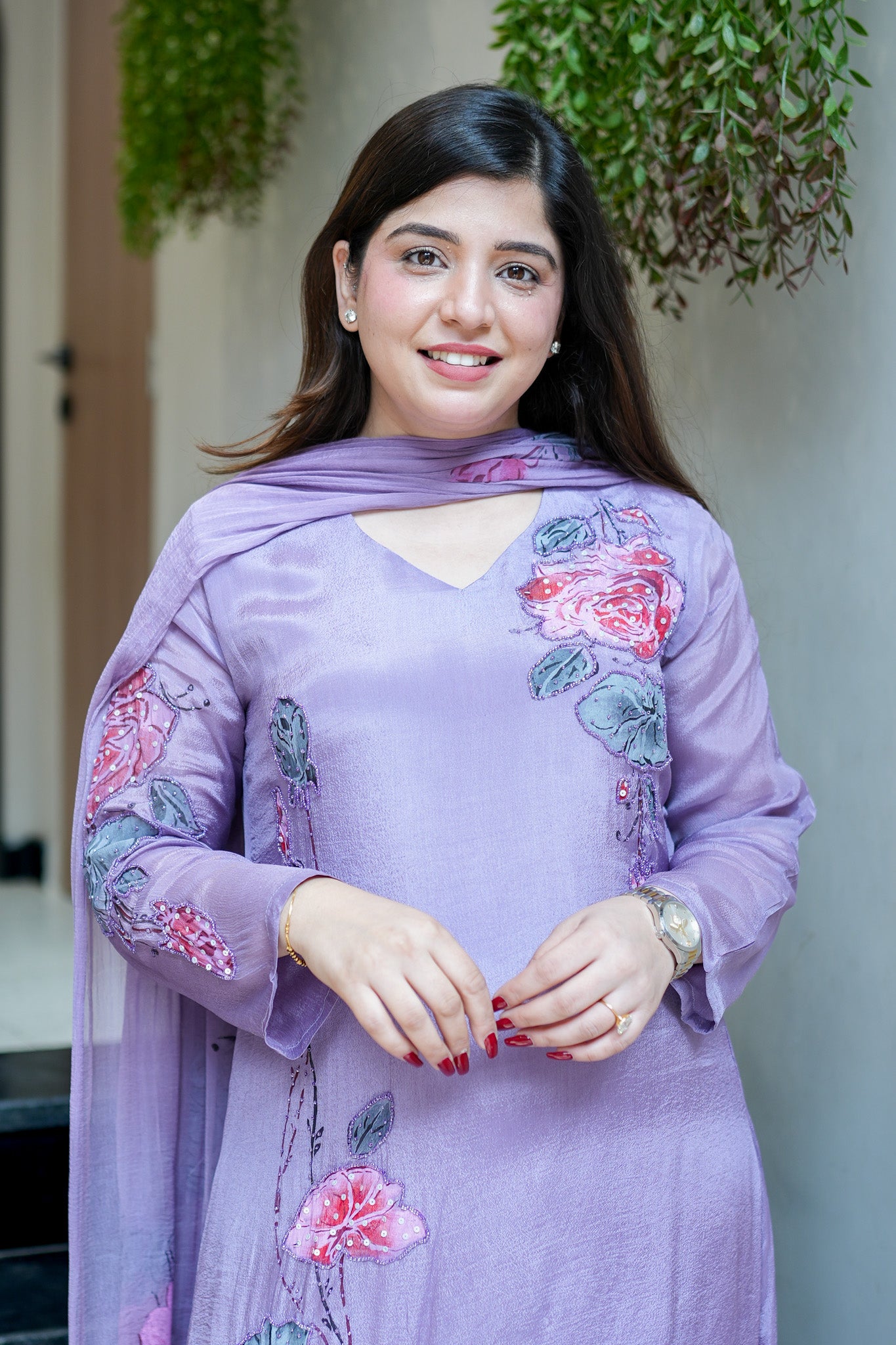 Veha Hand Painted Anarkali Suit Set