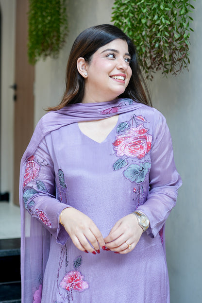 Veha Hand Painted Anarkali Suit Set