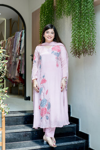 Veha Hand Painted Anarkali Suit Set