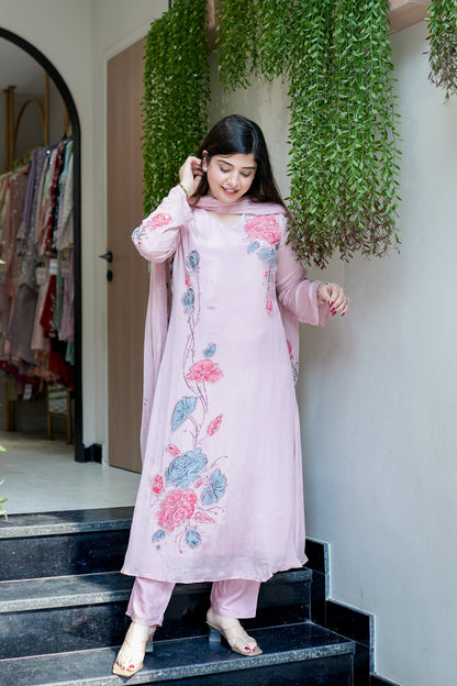 Veha Hand Painted Anarkali Suit Set