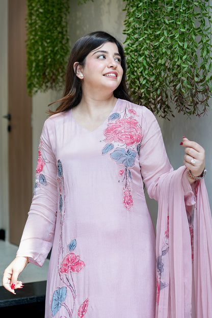 Veha Hand Painted Anarkali Suit Set
