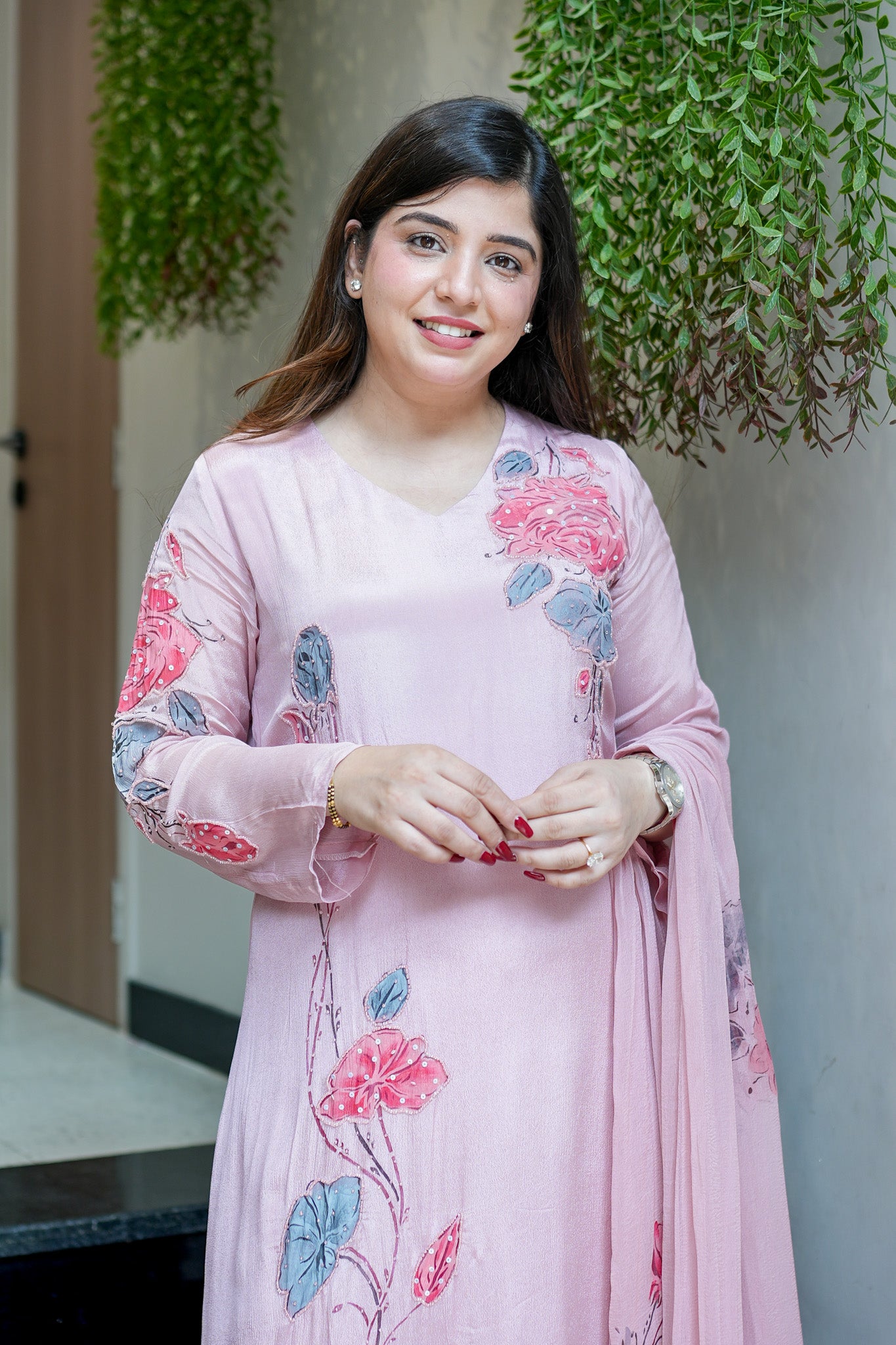 Veha Hand Painted Anarkali Suit Set