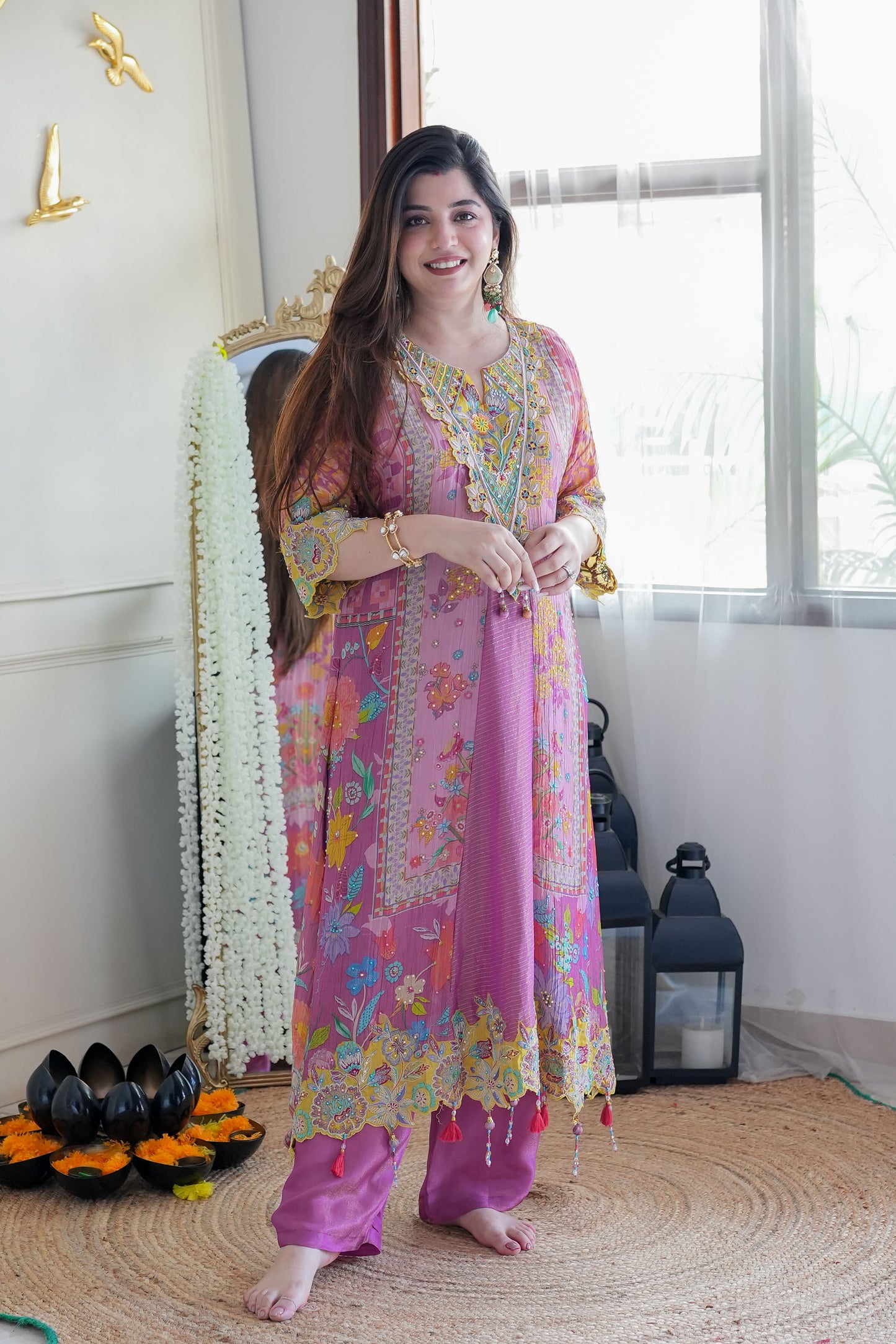 Vibha Pink Multicolour Luxe Plazo Set