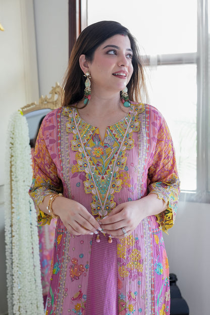 Vibha Pink Multicolour Luxe Plazo Set