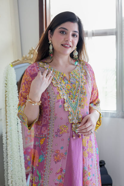 Vibha Pink Multicolour Luxe Plazo Set