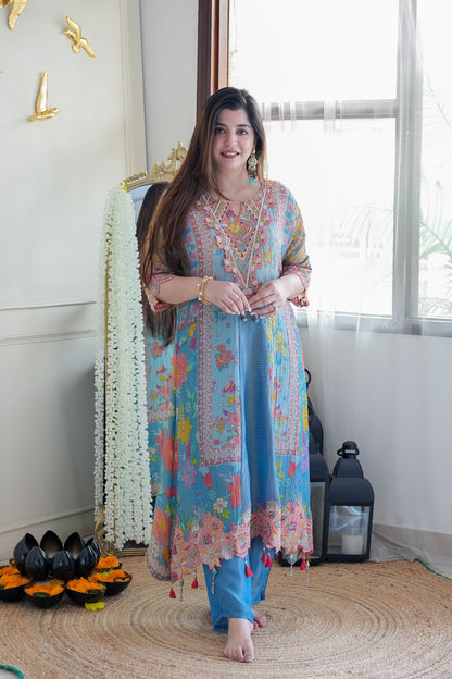 Vibha Luxe Blue Plazo Set