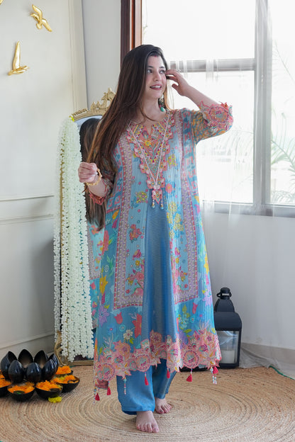 Vibha Luxe Blue Plazo Set