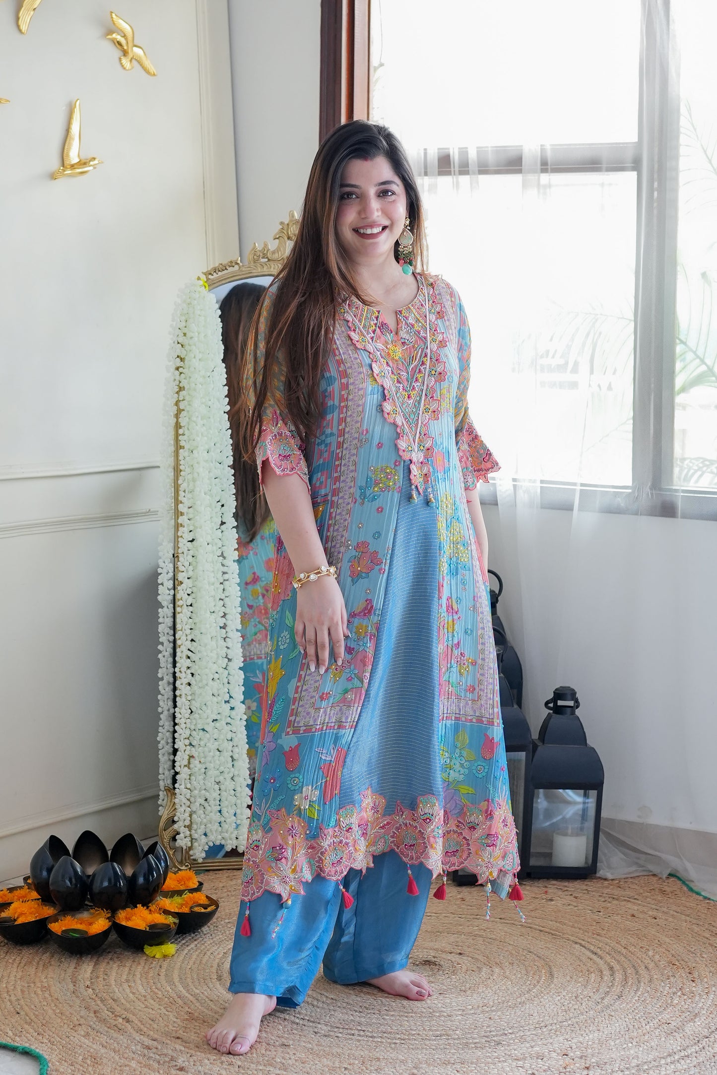 Vibha Luxe Blue Plazo Set