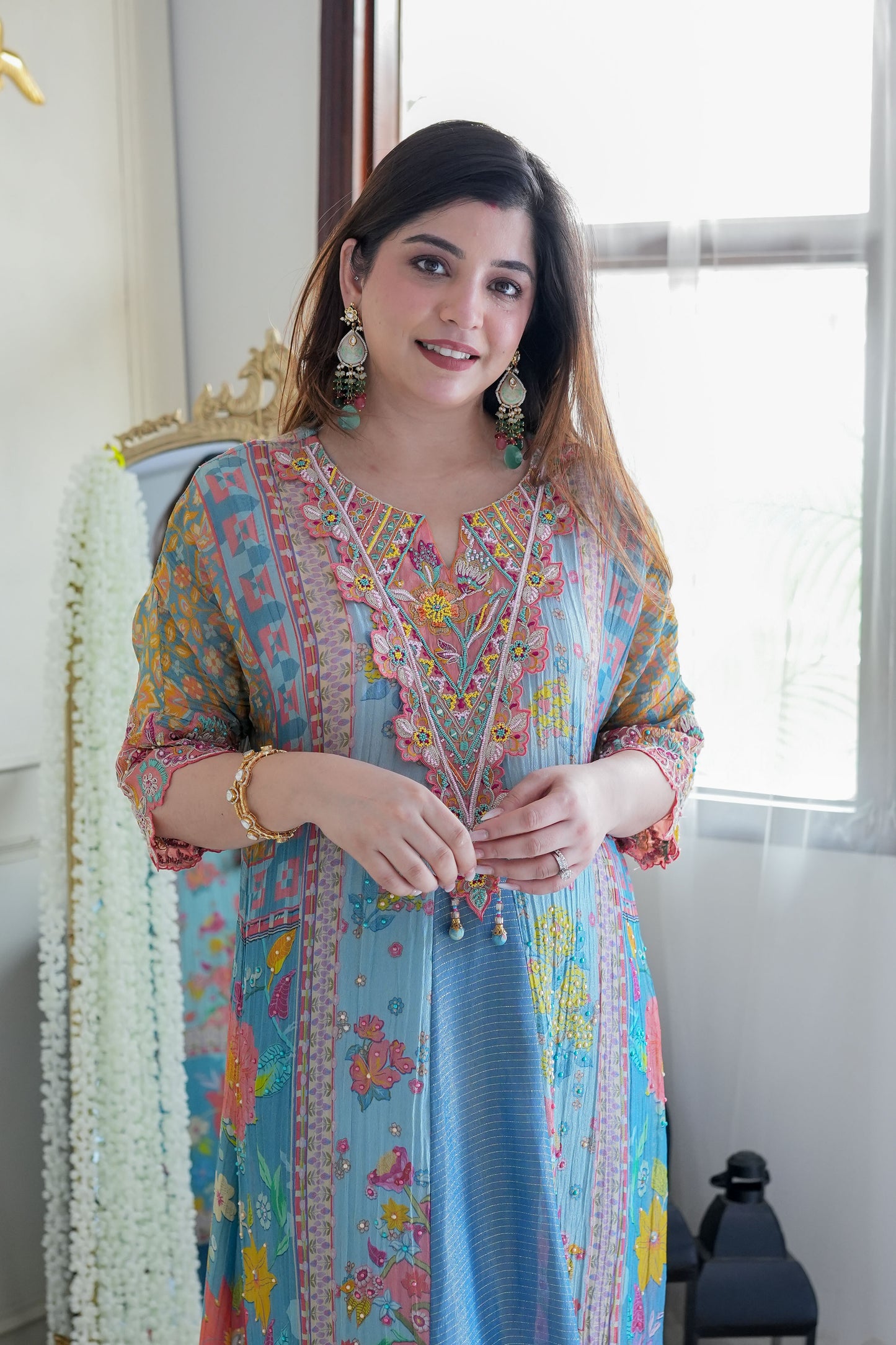 Vibha Luxe Blue Plazo Set