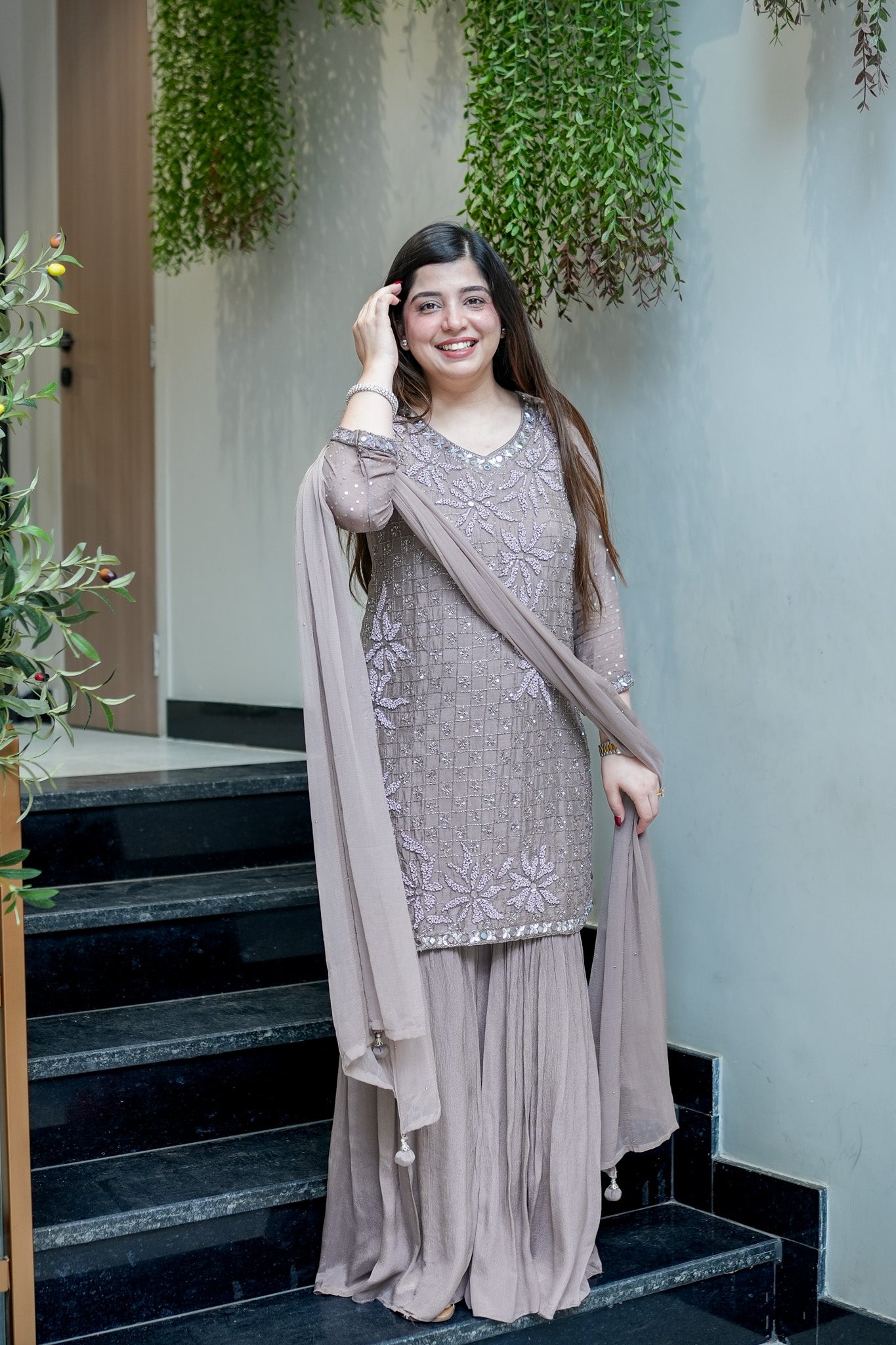 Ruvya Sequin Detailing Suit Set