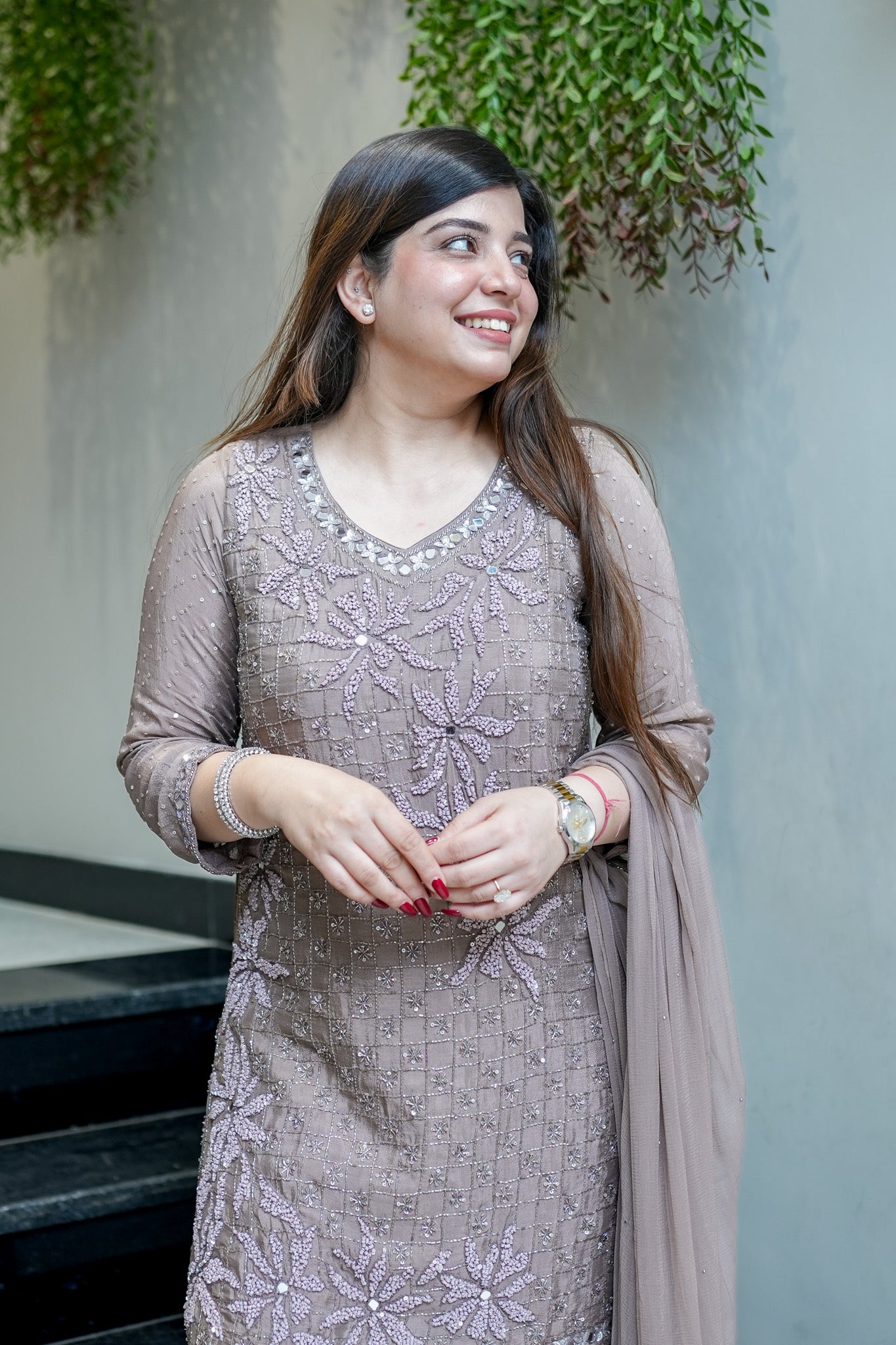 Ruvya Sequin Detailing Suit Set