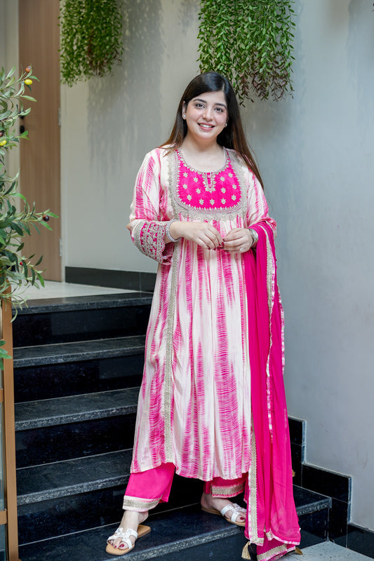 Navya Embroidered Tie n Dye Suit Set
