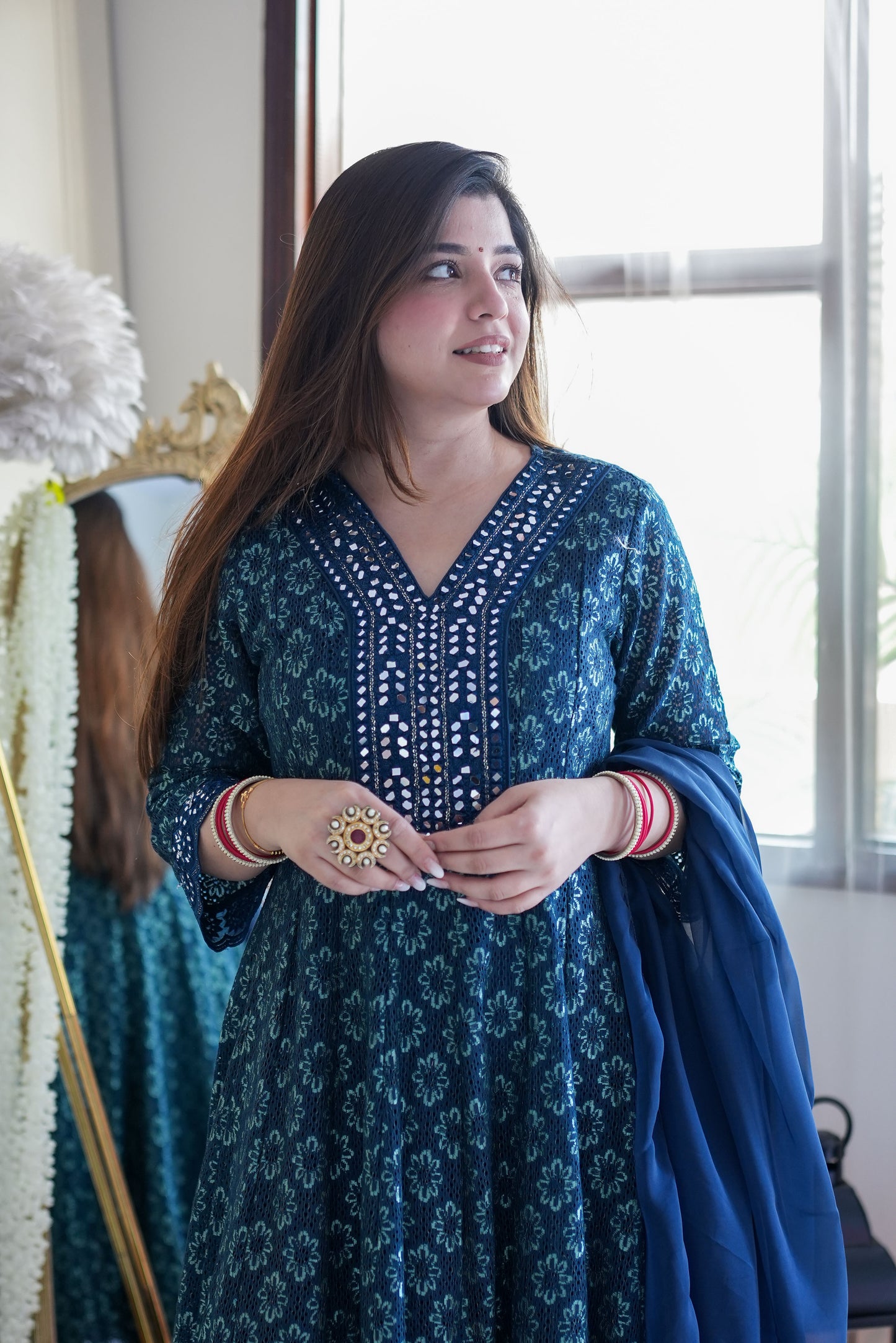 Neyah Blue Cutwork Anarkali Suit