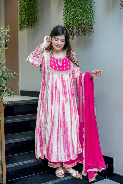 Navya Embroidered Tie n Dye Suit Set