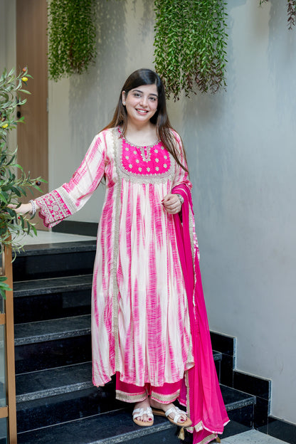 Navya Embroidered Tie n Dye Suit Set