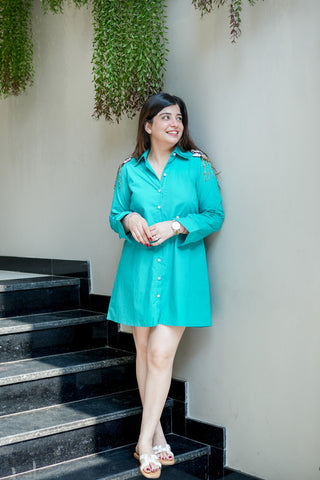 Ivy Patch Detailing Shirt Dress