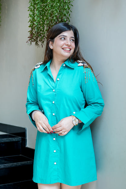 Ivy Patch Detailing Shirt Dress
