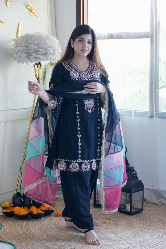 Kira Black Embroidered Salwar Suit Set