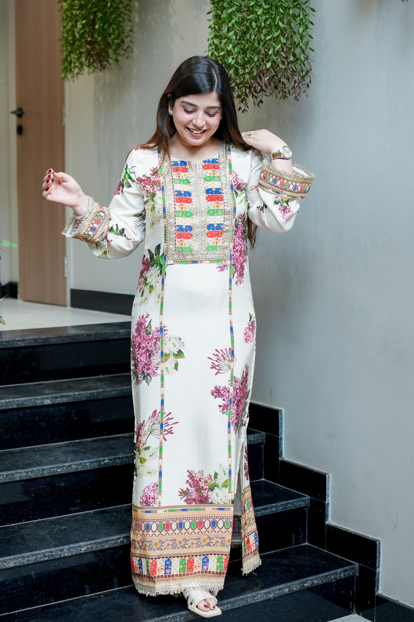 Mehira Side Slit Floral Dress
