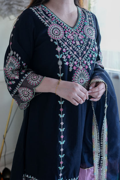 Kira Black Embroidered Salwar Suit Set