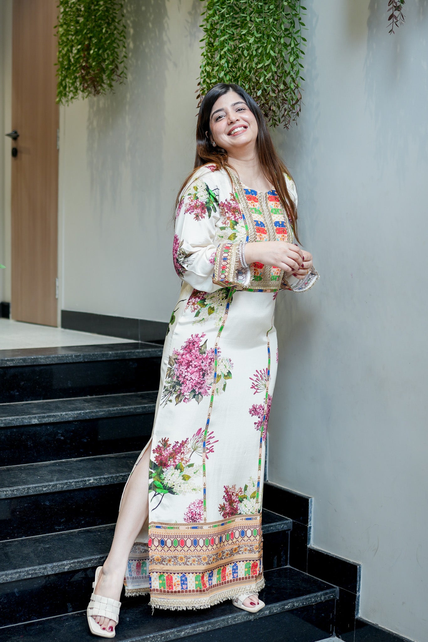 Mehira Side Slit Floral Dress
