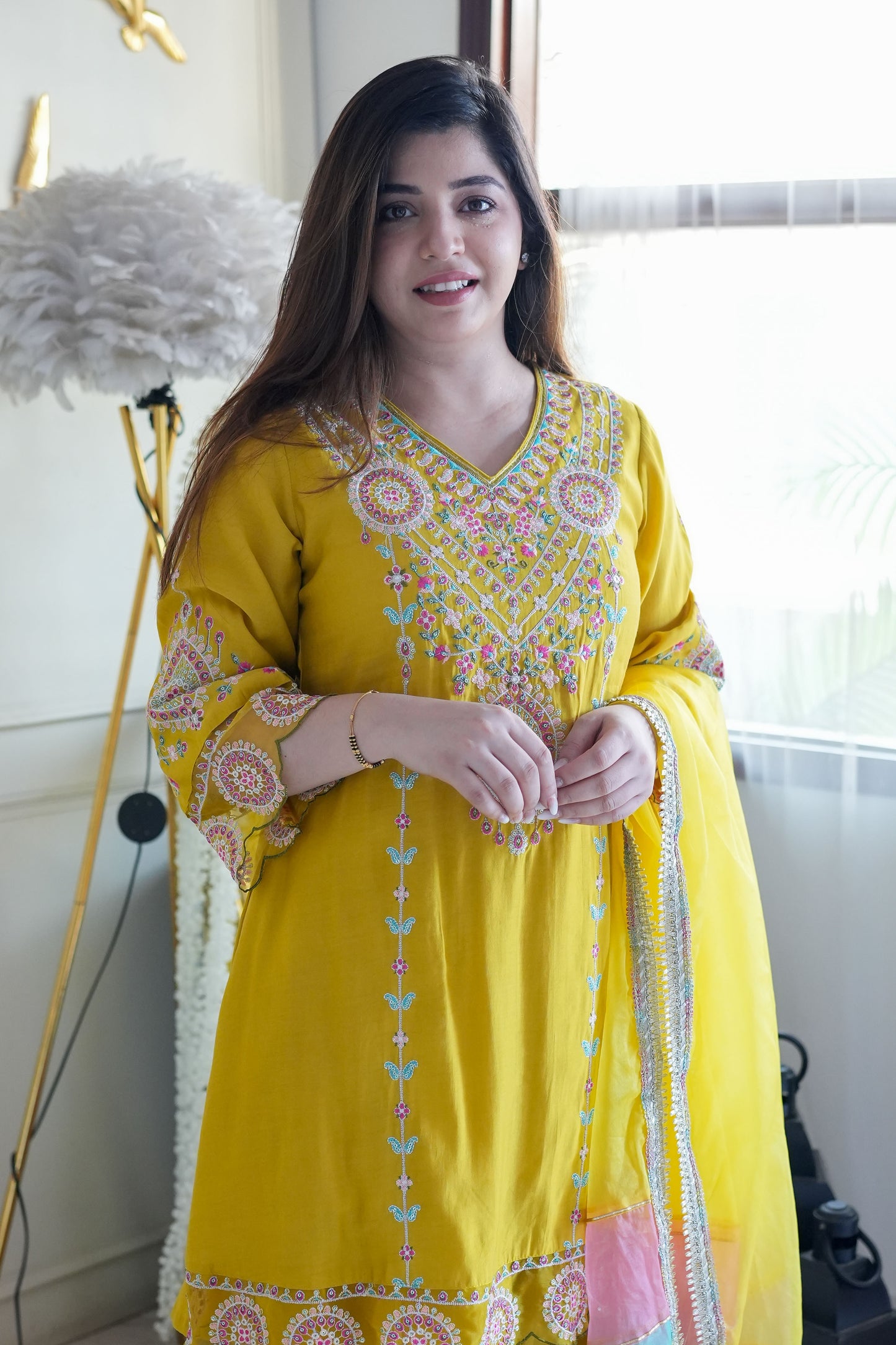 Kira Yellow Embroidered Salwar Suit Set