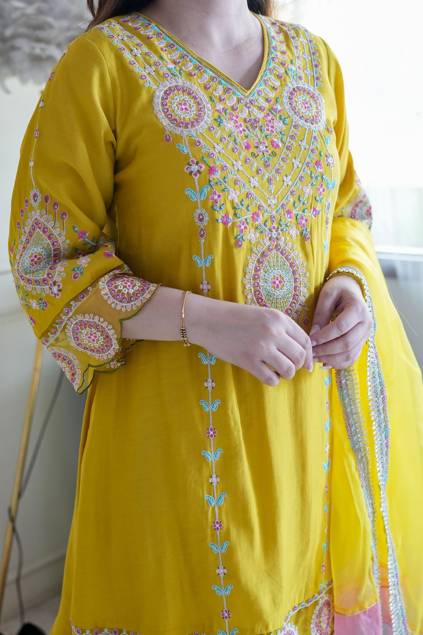 Kira Yellow Embroidered Salwar Suit Set