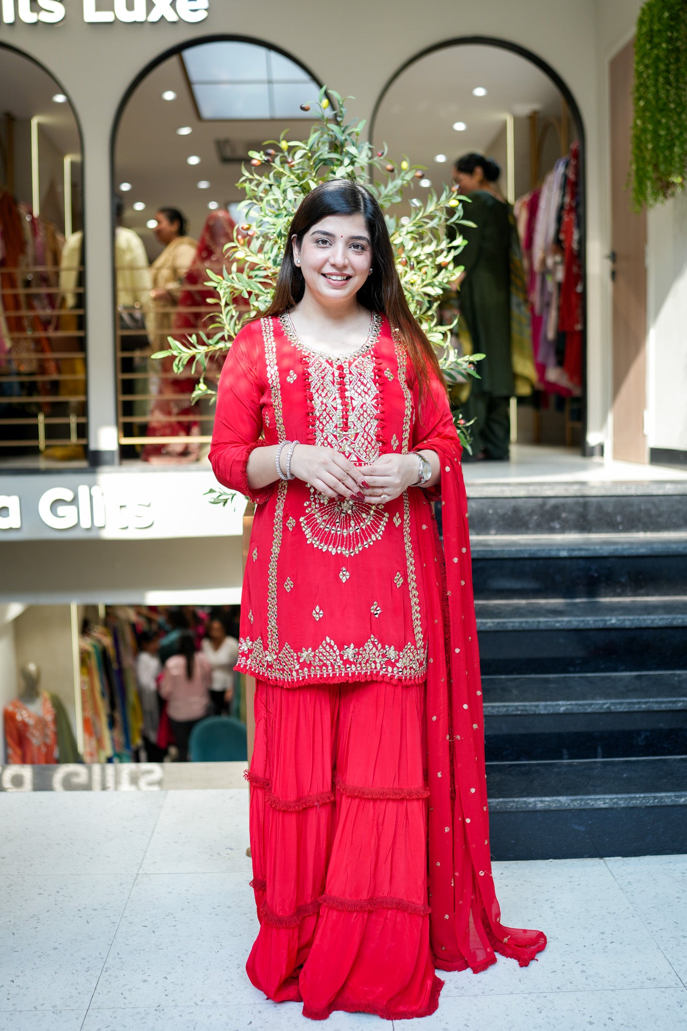 Ovika Mirror Detailing Sharara Set