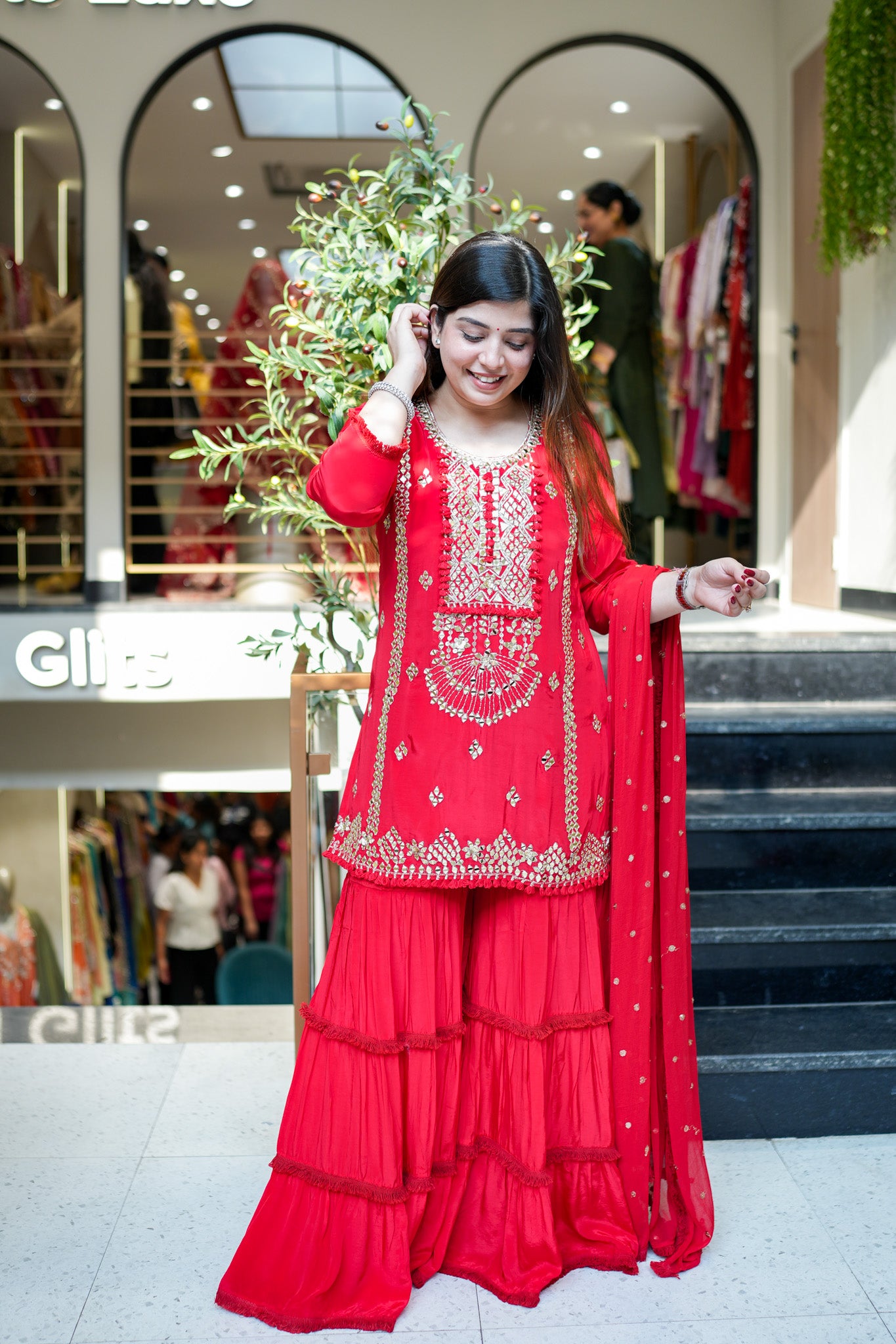 Ovika Mirror Detailing Sharara Set