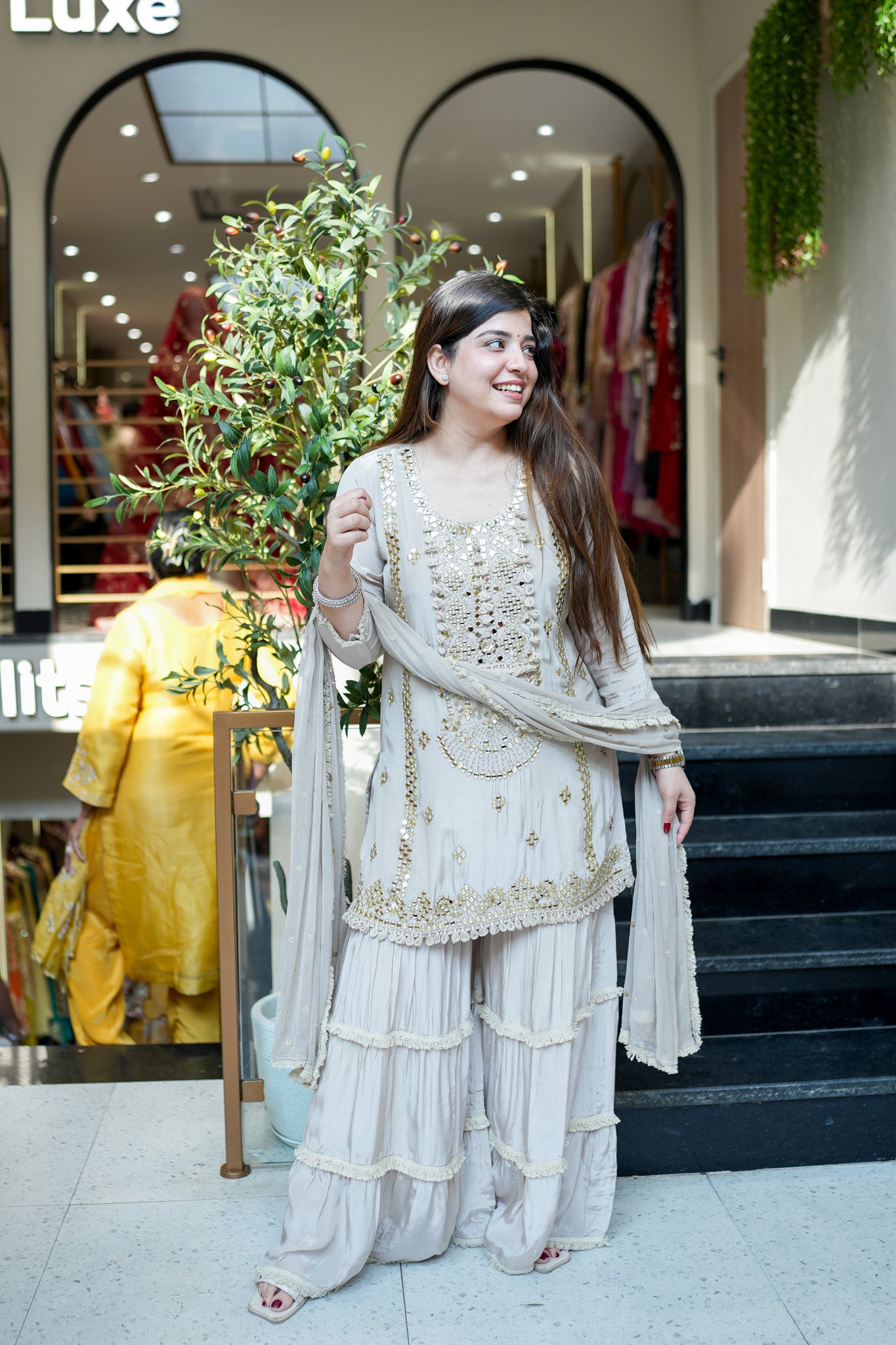 Ovika Mirror Detailing Sharara Set
