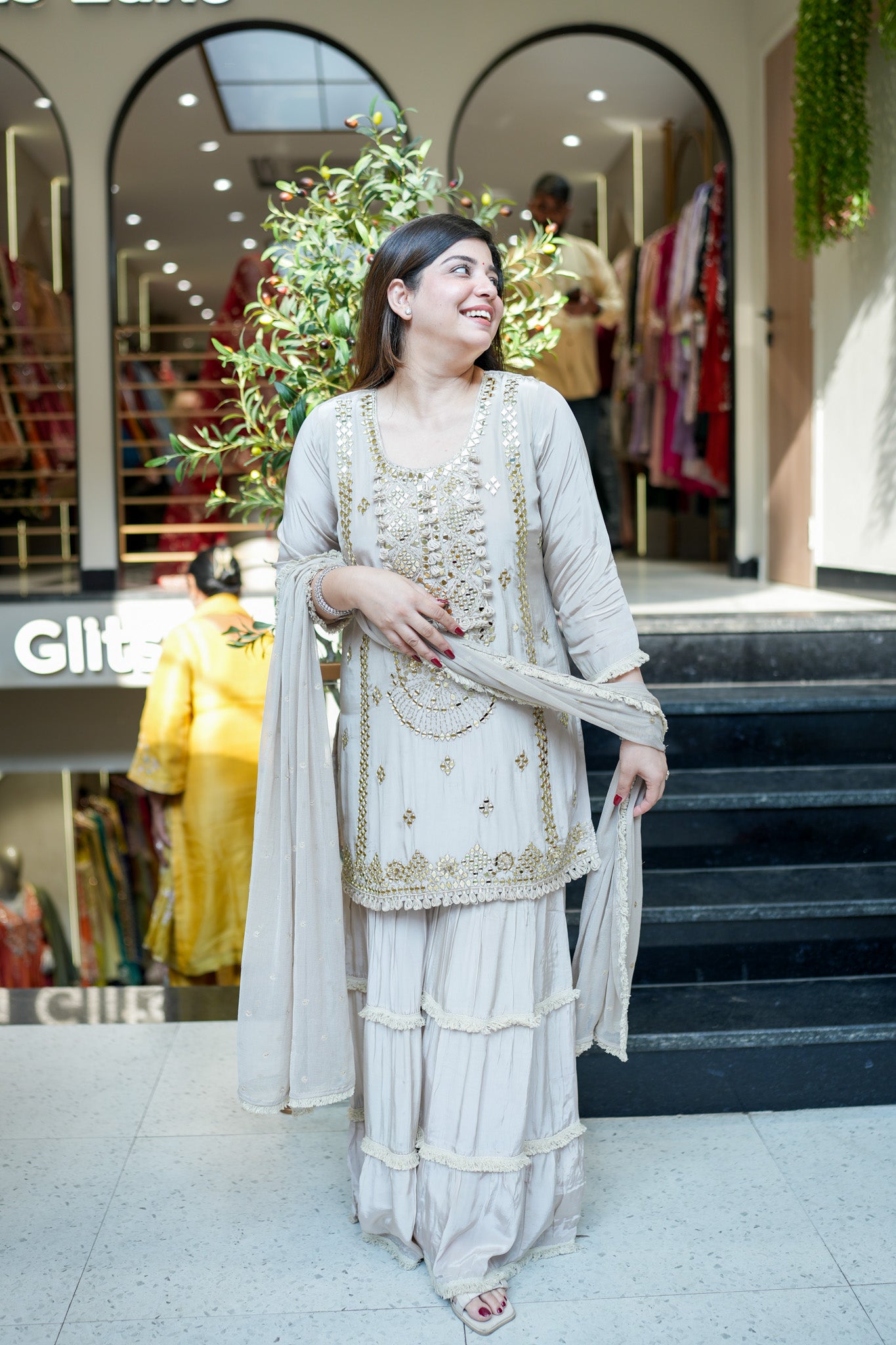 Ovika Mirror Detailing Sharara Set